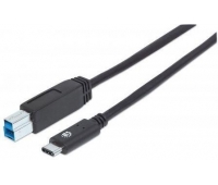 Manhattan 353380 USB 3.1 Gen 2 Cable,Type-C Male / Type-B Male, (3 ft.), 3A, Black